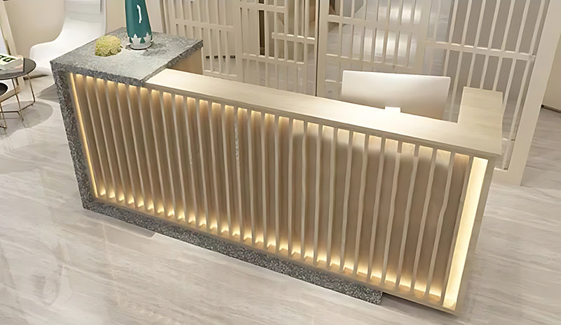 Striped Reception Desk with Storage
