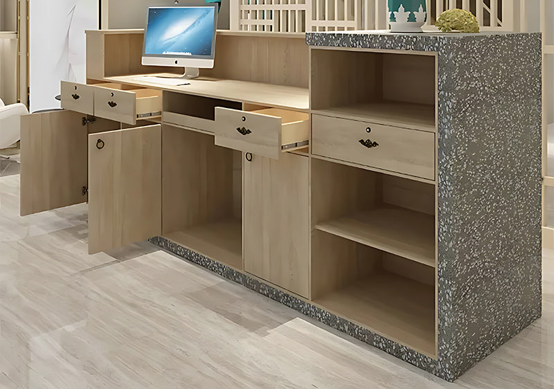 Striped Reception Desk with Storage