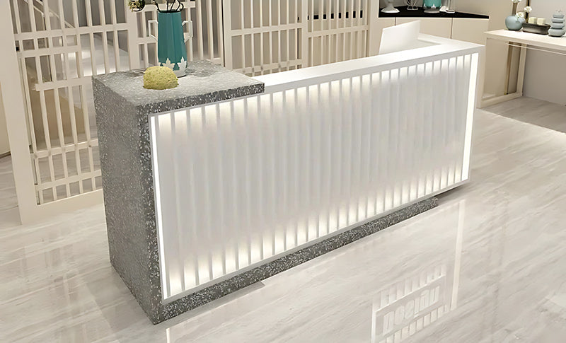 Striped Reception Desk with Storage