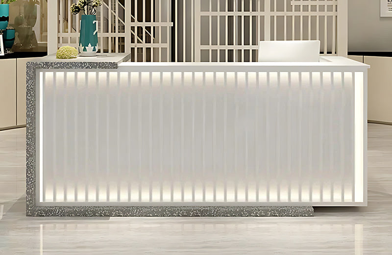 Striped Reception Desk with Storage