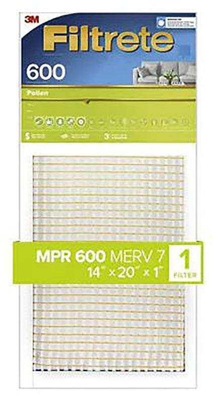 Filtrete 9835 Air Filter, 20 in L, 14 in W, 7 MERV, 600 um MPR, Synthetic Frame, Pack of 4
