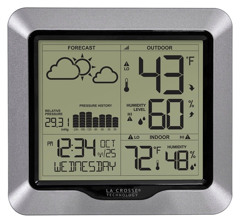 La Crosse 308-1417 Weather Station, Battery, 32 to 99 deg F, 10 to 99 % Humidity Range, LCD Display