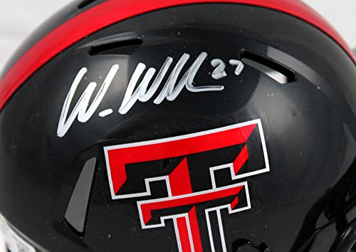 Wes Welker Autographed Texas Tech Speed Mini Helmet-Beckett W Hologram Silver