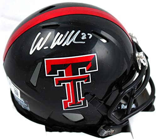 Wes Welker Autographed Texas Tech Speed Mini Helmet-Beckett W Hologram Silver