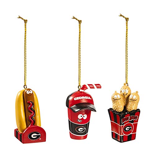 University of Georgia, Snack Pack Ornament Set Officially Licensed Decorative Ornament for Sports Fans