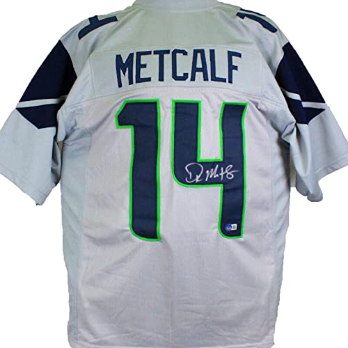 DK Metcalf Autographed Grey Pro Style Jersey-Beckett W Hologram Silver