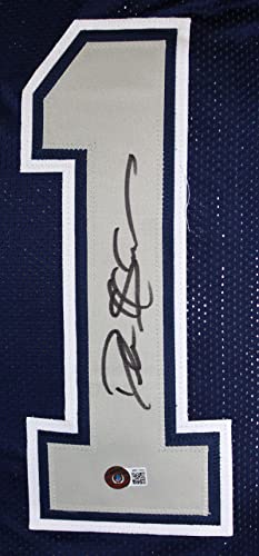 Deion Sanders Autographed Blue/Grey Pro Style Jersey-Beckett W Hologram Black