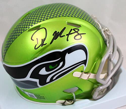 DK Metcalf Autographed Seahawks Flash Mini Helmet-Beckett W Hologram Black