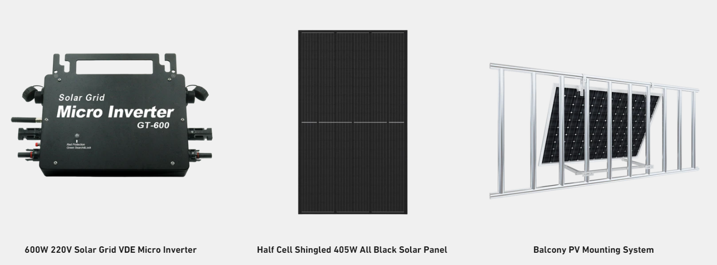 components of balcony solar panels system