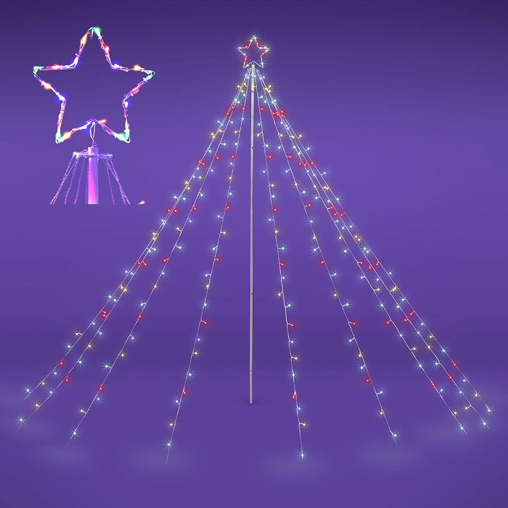 Yescom Christmas Tree Light 9 String Lights with Star & Pole