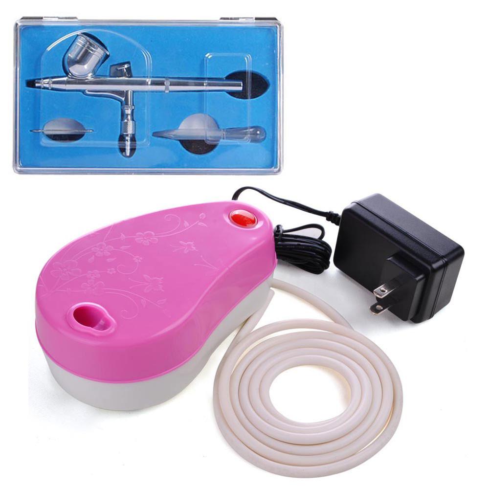 Yescom Dual Action 0.3mm Airbrush & Air Compressor Set Pink