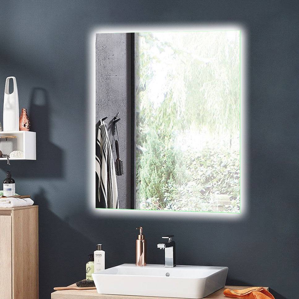 ELL Corona Series - LED Wall Glow Bathroom Mirror with Adjustable Color Temperature, Defogger, Touch Switch, and Hardwired Design - 5mm Tempered Glass with Safety Film, ETL Listed & IP44 Rated - Vertical or Horizontal Mounting