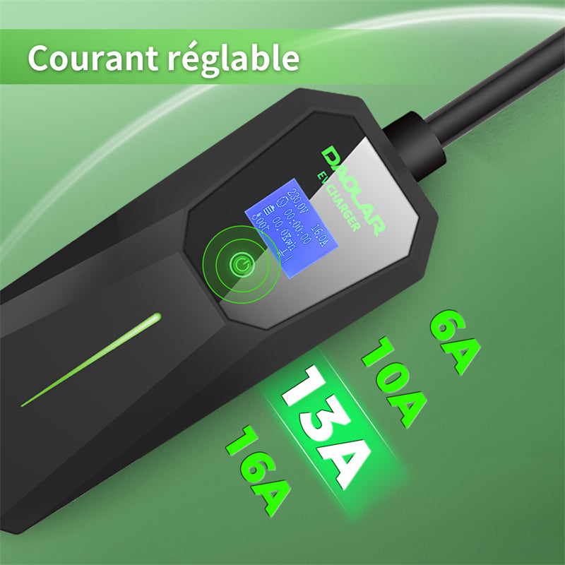 VDLPOWEREU Chargeur Voiture Electrique,3.6KW/5M EV Chargeur Type 2, Cable  Recharge véhicule Electrique 8-16A avec EU Schuko Prise, Borne de Recharge  Monophasé IP65 (IEC 62196-2) - Équipement auto