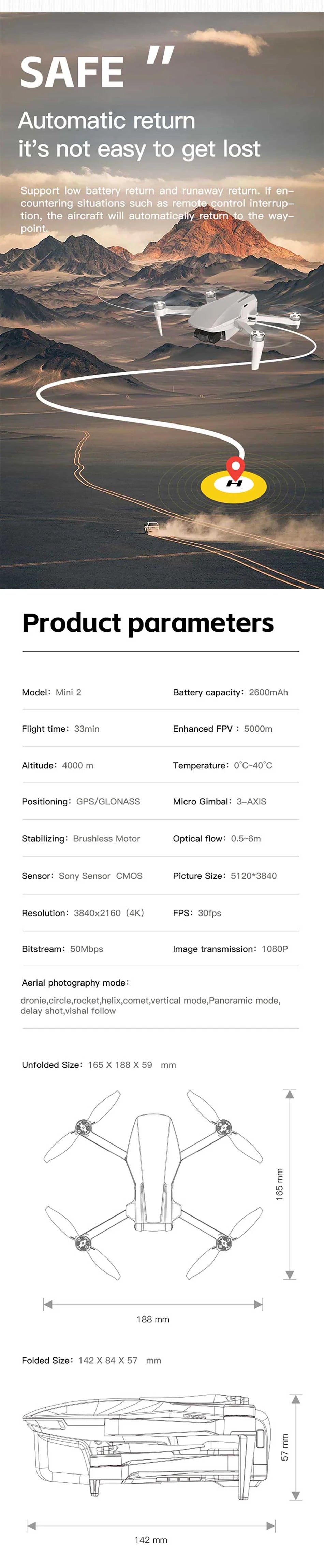 CFLY Faith Mini2 Upgraded version 4K Drone