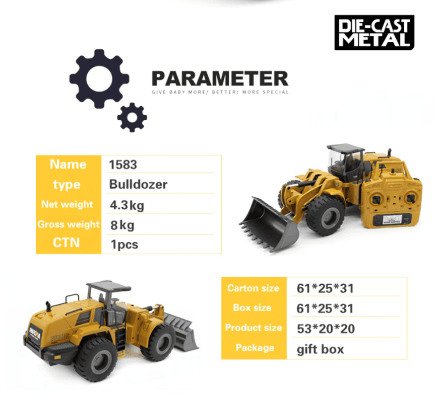 Huina 583 Alloy Bulldozer Excavator