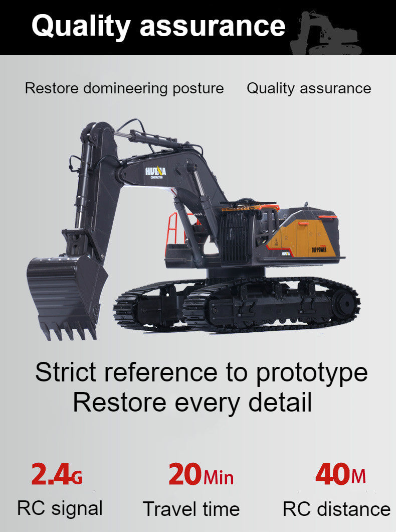 Huina 1592 Alloy Excavator 1:14 22CH RC Car Toys Gift