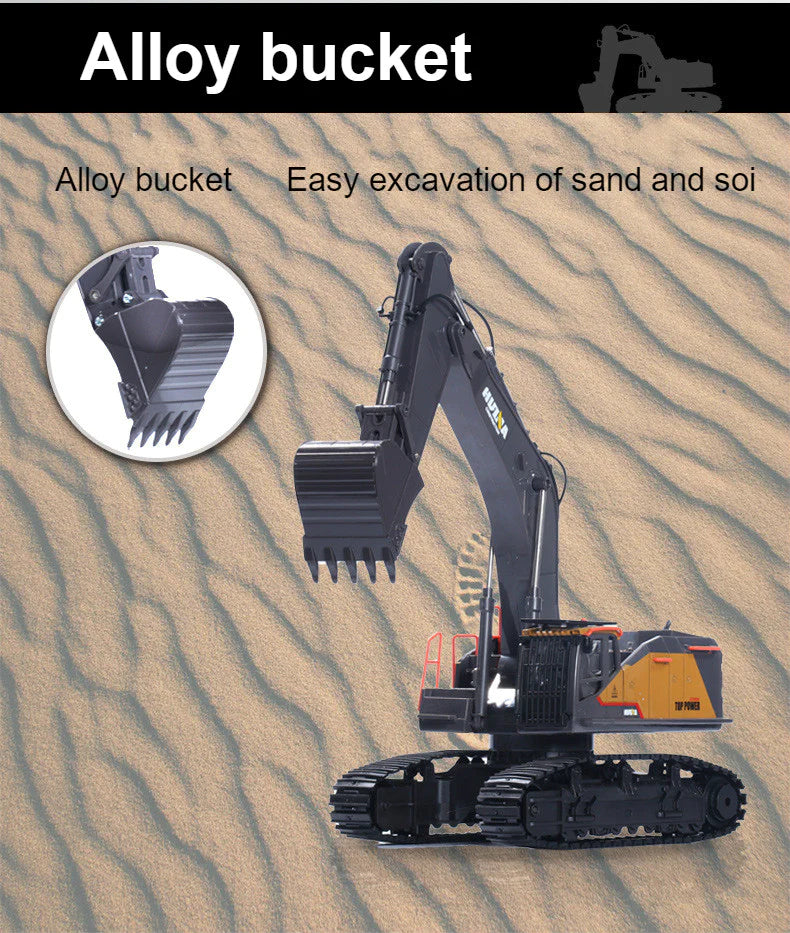 Huina 1592 Alloy Excavator 1:14 22CH RC Car Toys Gift