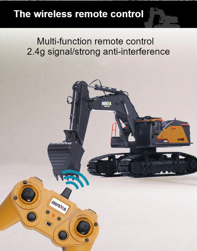 Huina 1592 Alloy Excavator 1:14 22CH RC Car Toys Gift