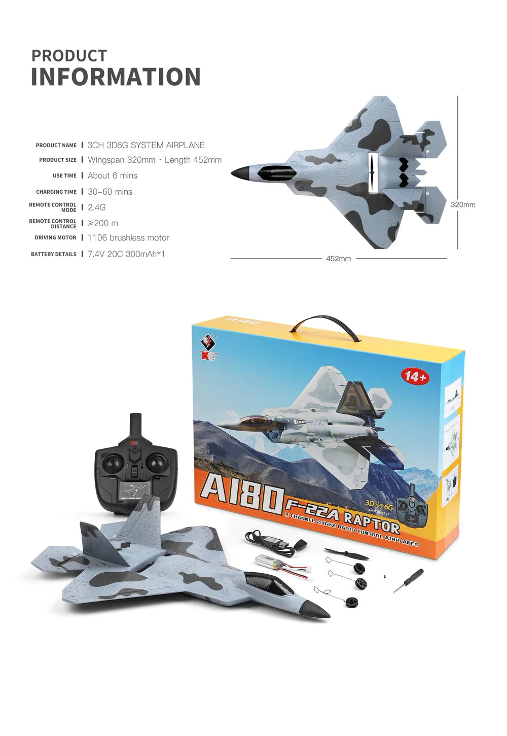 RC Plane A180 F-22A