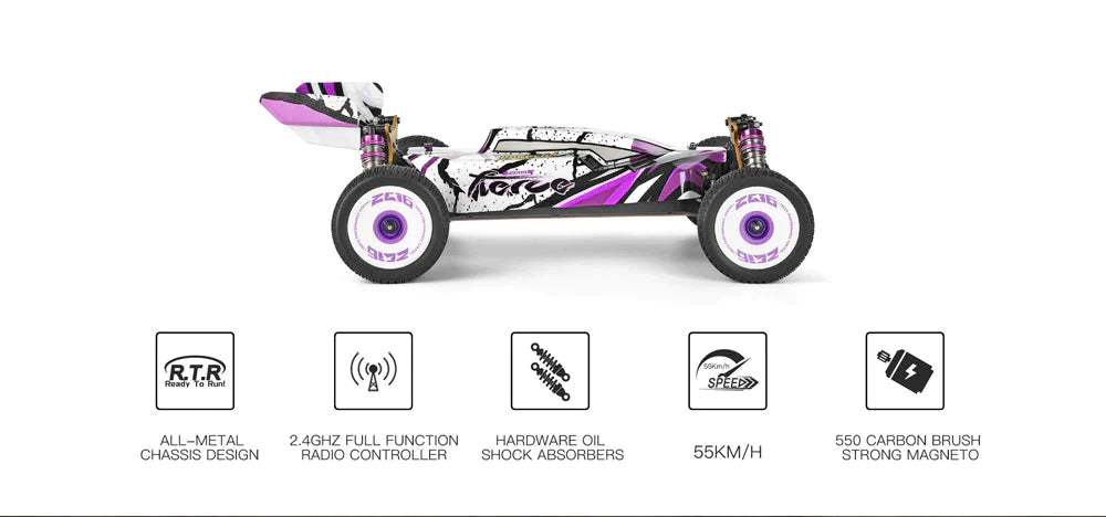 WLtoys 124019 RC Car High Speed 60km/h 4WD 1:12 Metal Chassis 550 Brushed Motor Off-Road Climbing Drift Car Toys