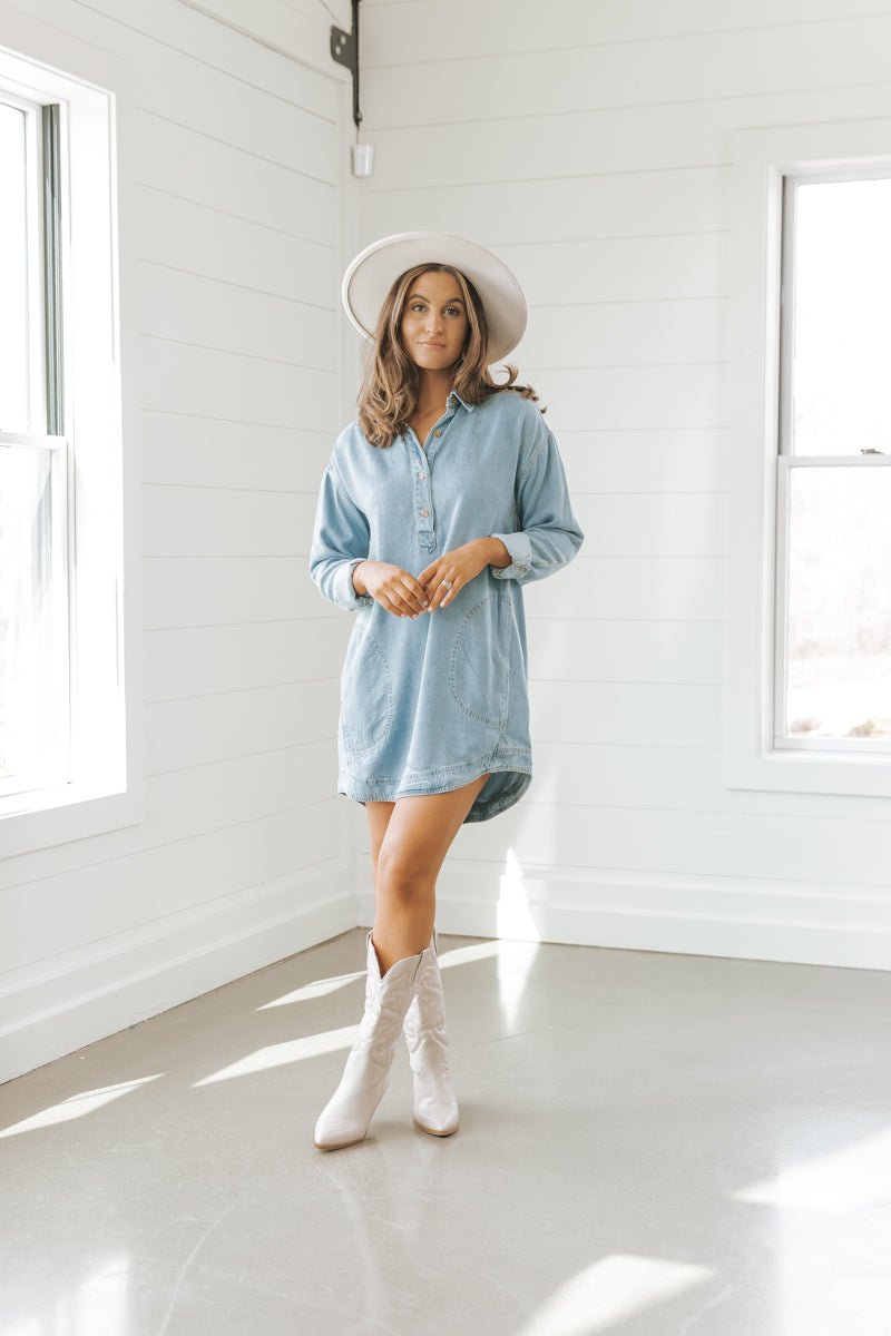 Denim Button Up Shirt Dress