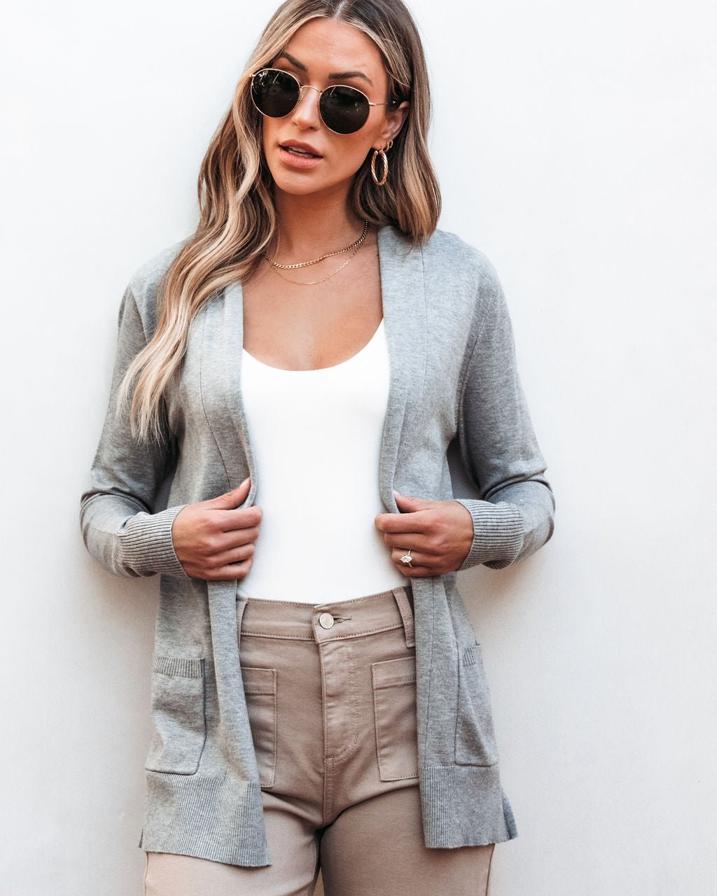 Basic Grey Open Front Cardigan - FINAL SALE