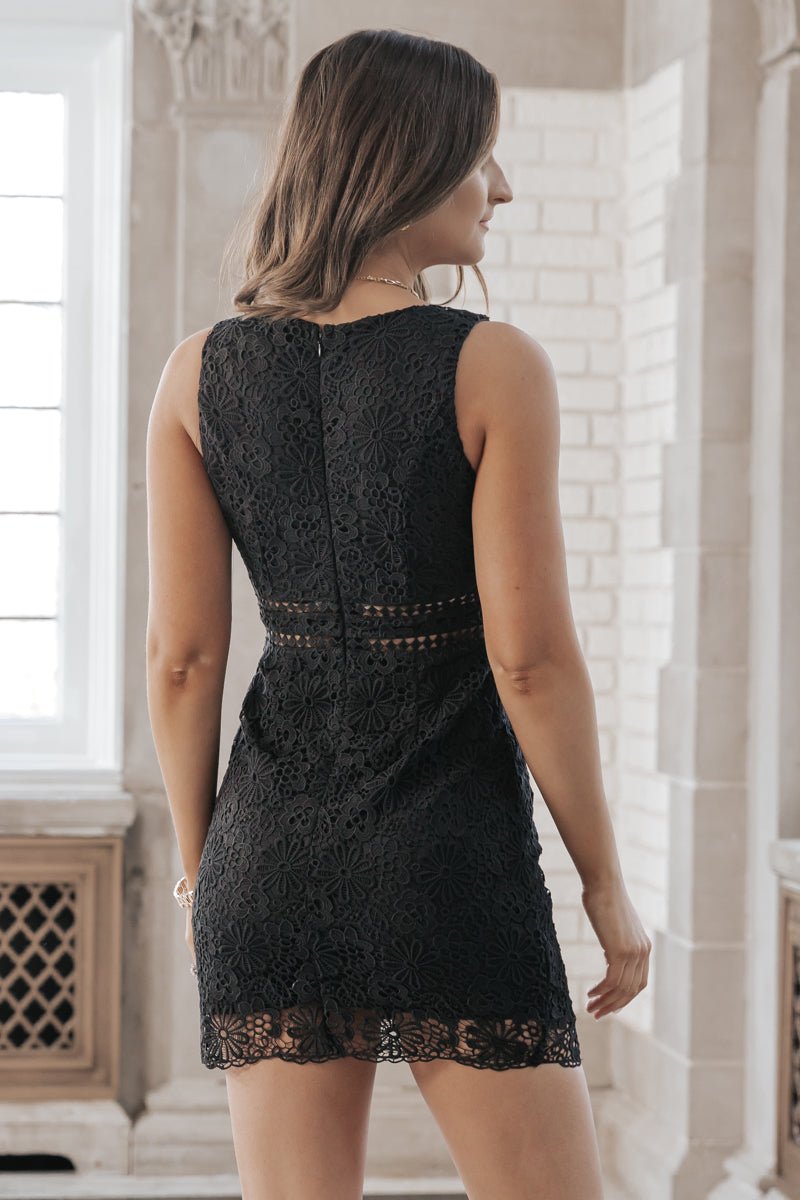 Black Crochet Lace Mini Dress