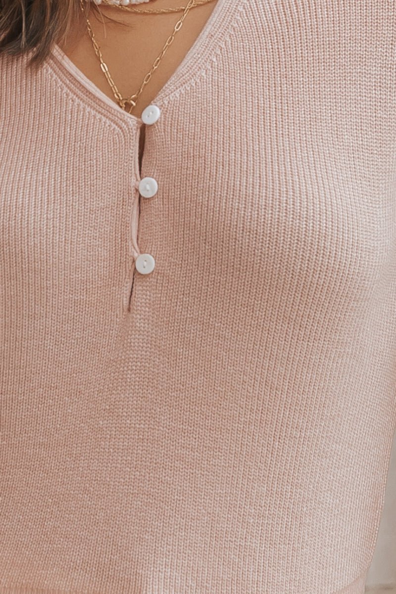 Blush Ribbed Button Up Sweater