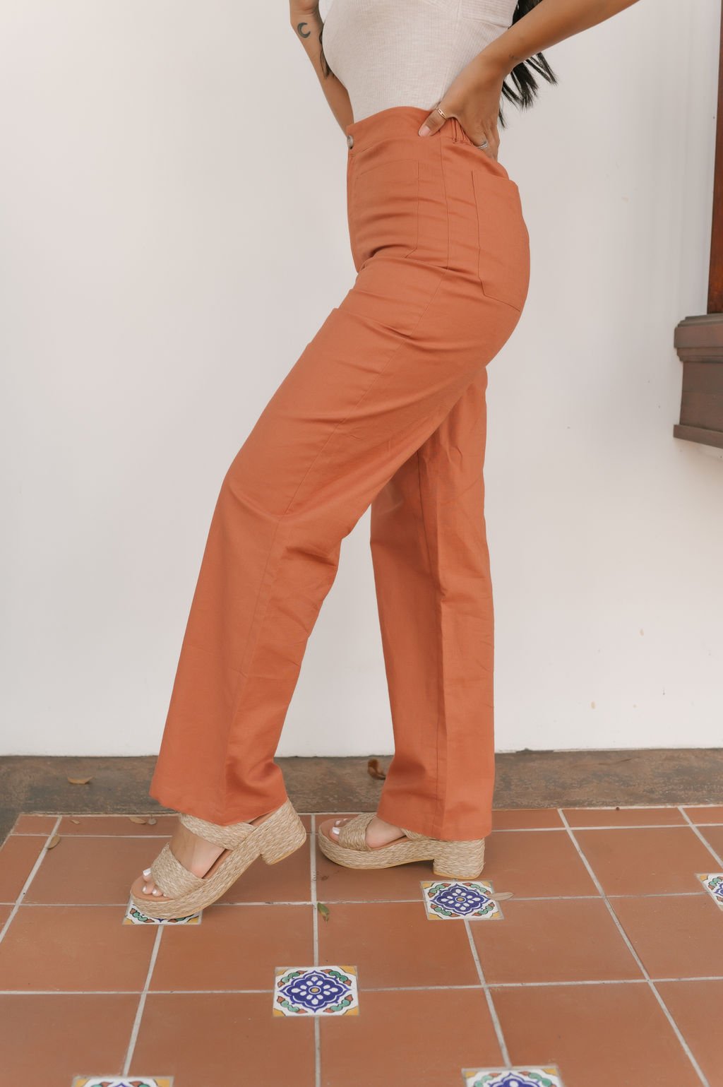 Clay High Waisted Linen Pants