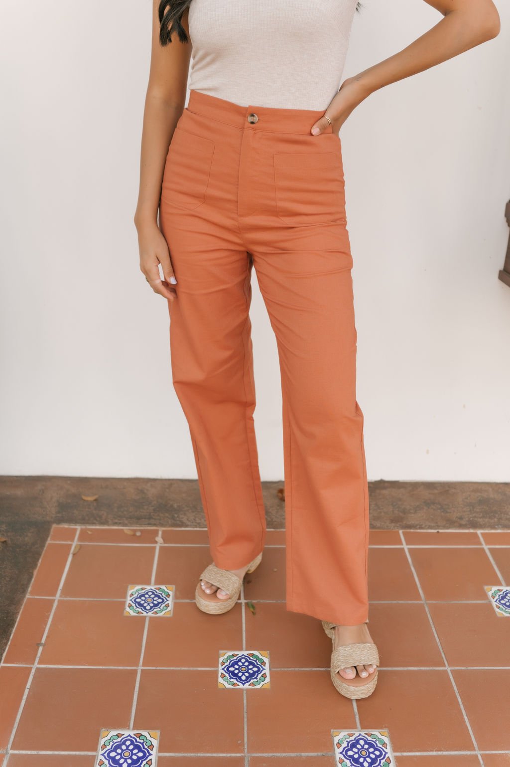 Clay High Waisted Linen Pants