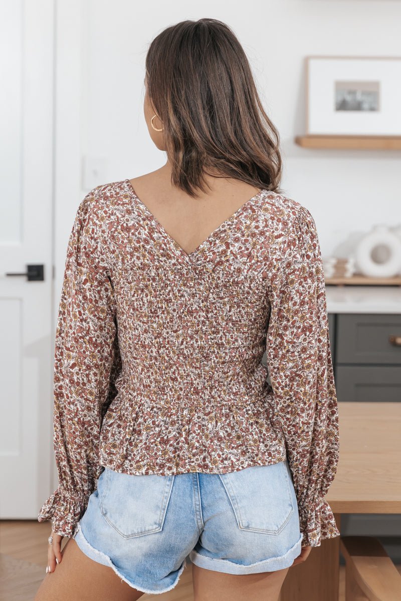 Cream Floral Print Smock Top - FINAL SALE