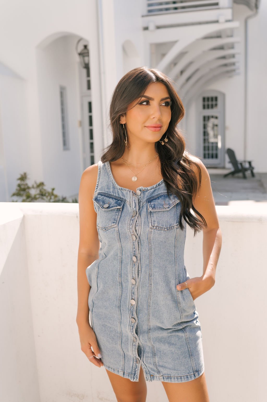 Denim Button Down Mini Dress