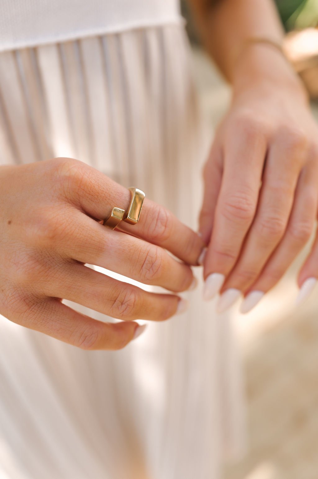 Gold Brass Geometric Square Ring