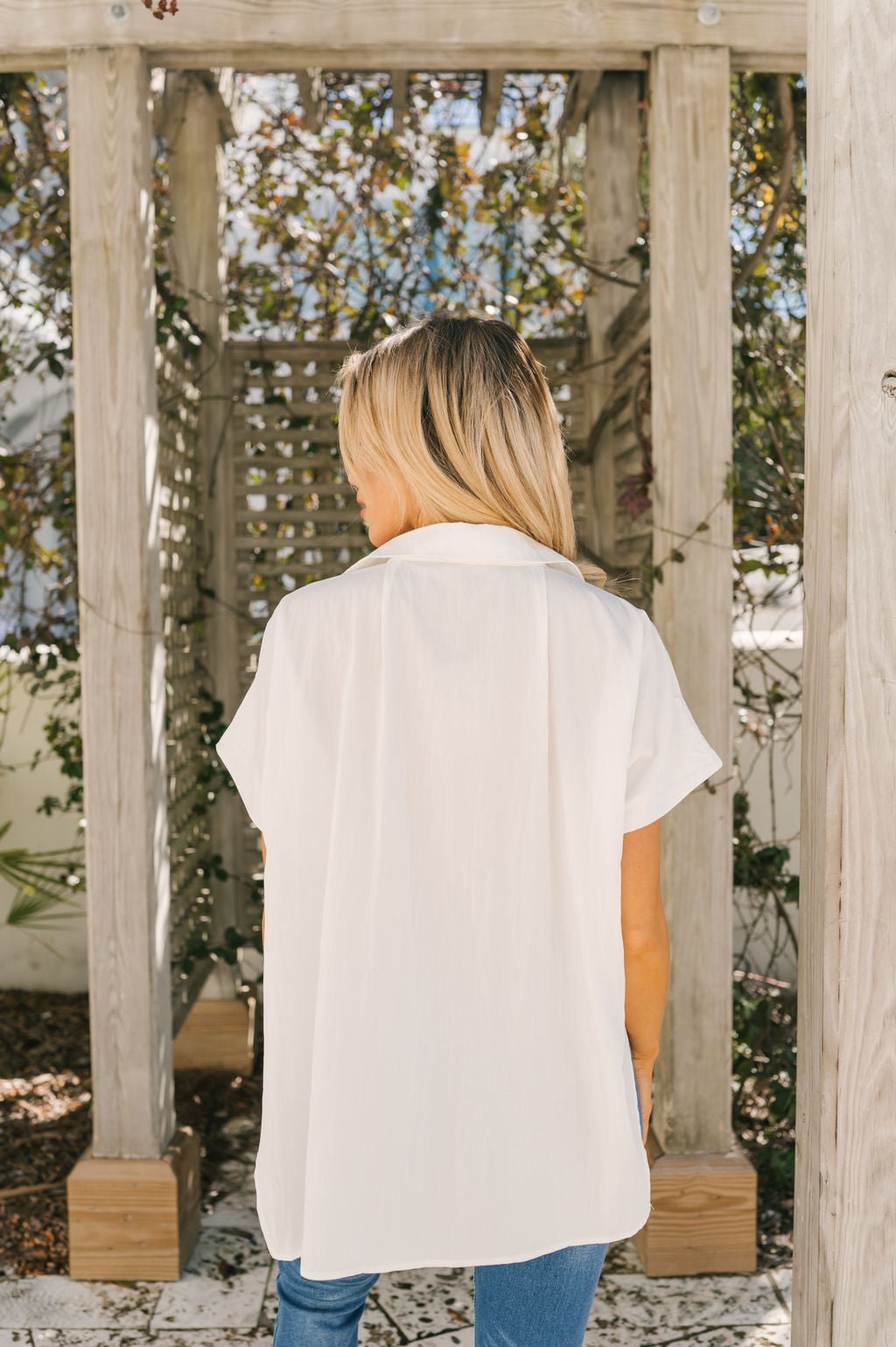 Ivory Silk Button Down Shirt