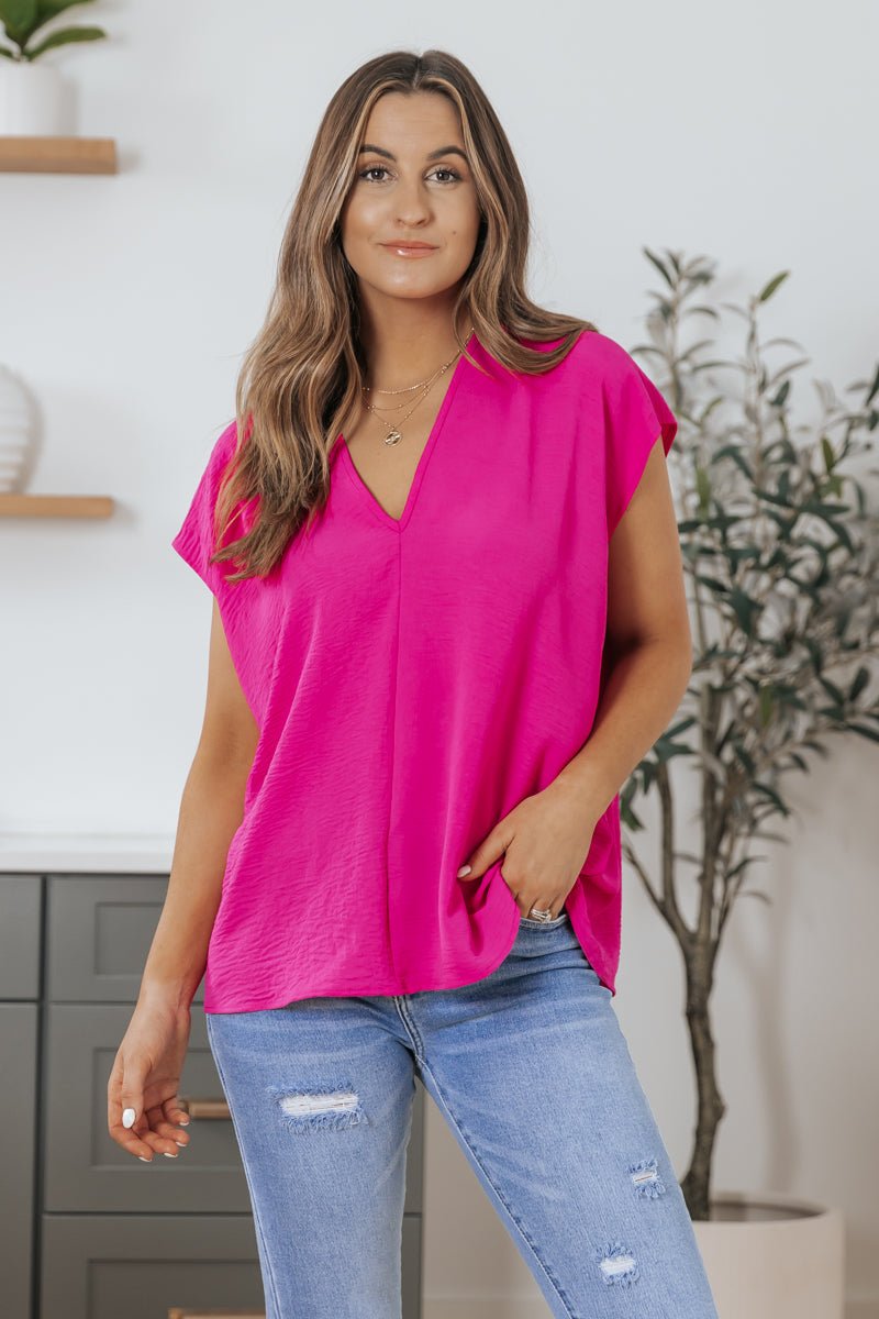 Jenna Pink V Neck Top - FINAL SALE