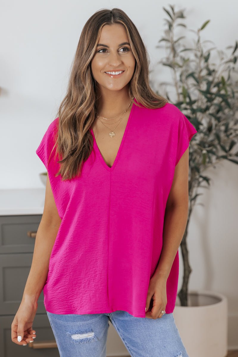 Jenna Pink V Neck Top - FINAL SALE