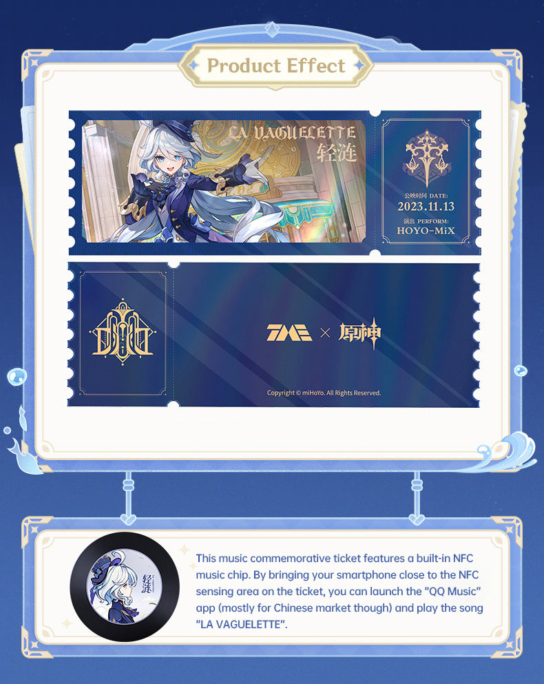 Furina La vaguelette Acrylic Commemorative Ticket Ornament