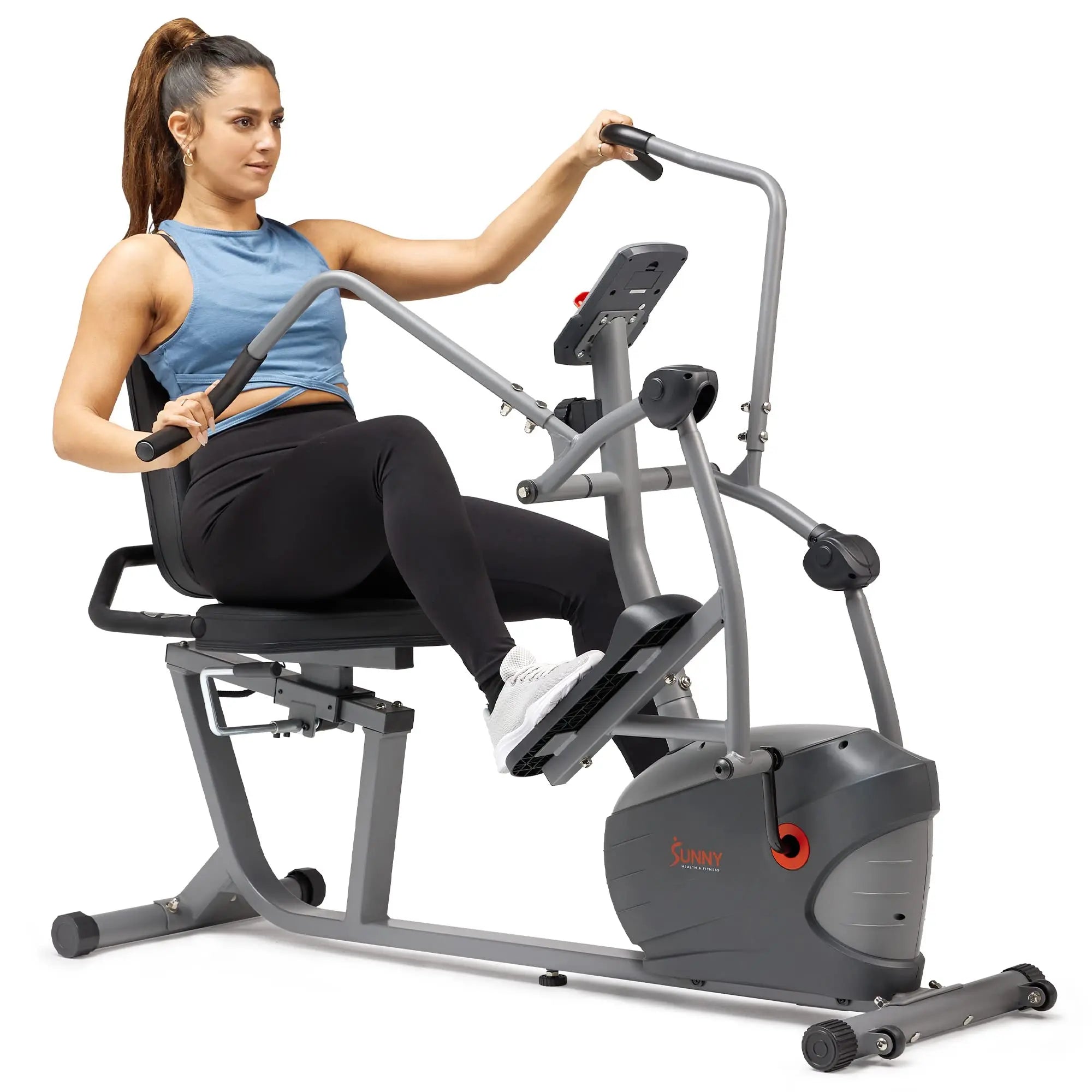Compact Performance Recumbent Bike with Dual Motion Arm Exercisers