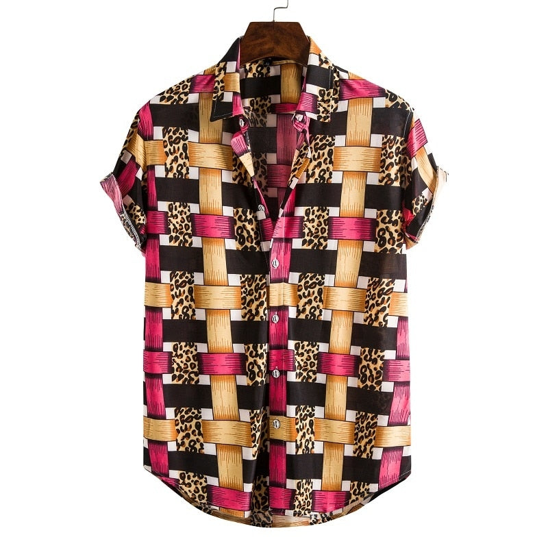 Short Sleeve Male Shirts Hawaiian Fashionable Elegant Classic