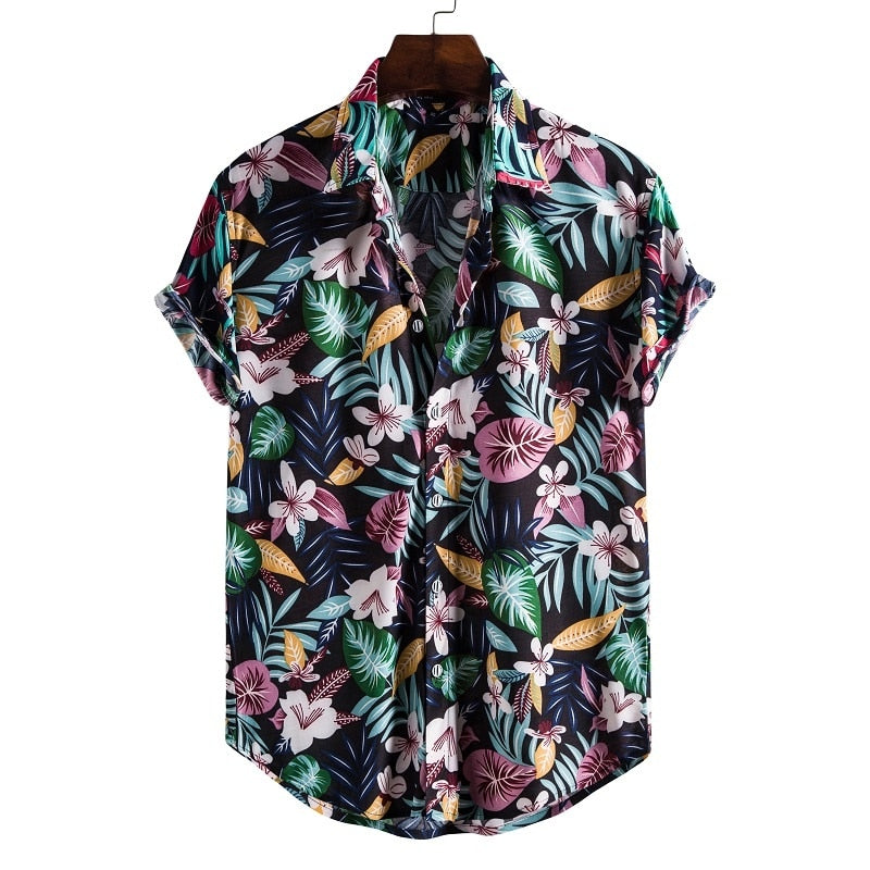 Short Sleeve Male Shirts Hawaiian Fashionable Elegant Classic