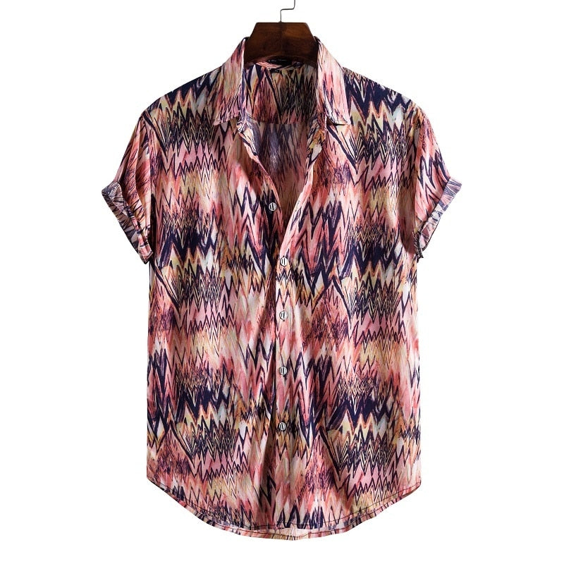 Short Sleeve Male Shirts Hawaiian Fashionable Elegant Classic