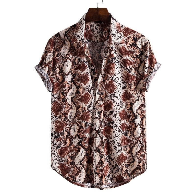 Short Sleeve Male Shirts Hawaiian Fashionable Elegant Classic