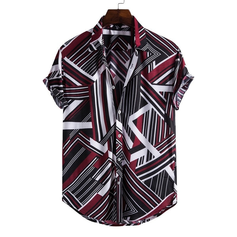 Short Sleeve Male Shirts Hawaiian Fashionable Elegant Classic