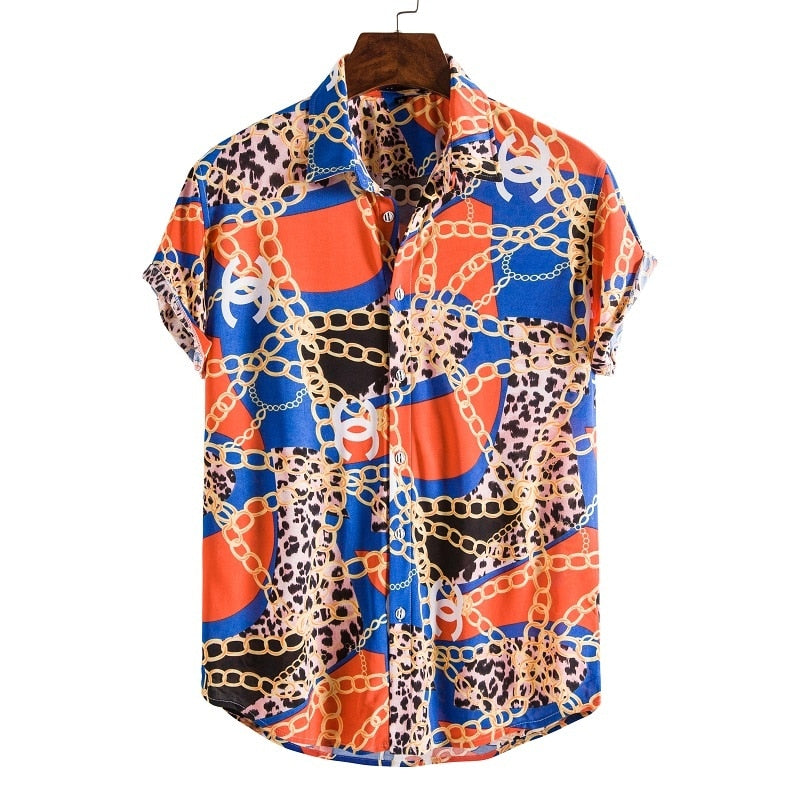 Short Sleeve Male Shirts Hawaiian Fashionable Elegant Classic