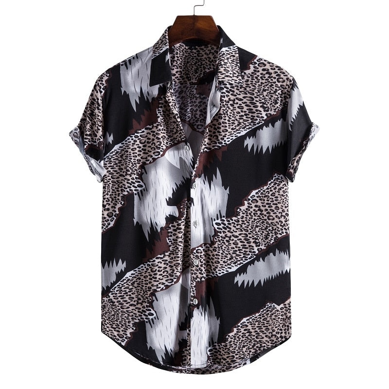 Short Sleeve Male Shirts Hawaiian Fashionable Elegant Classic