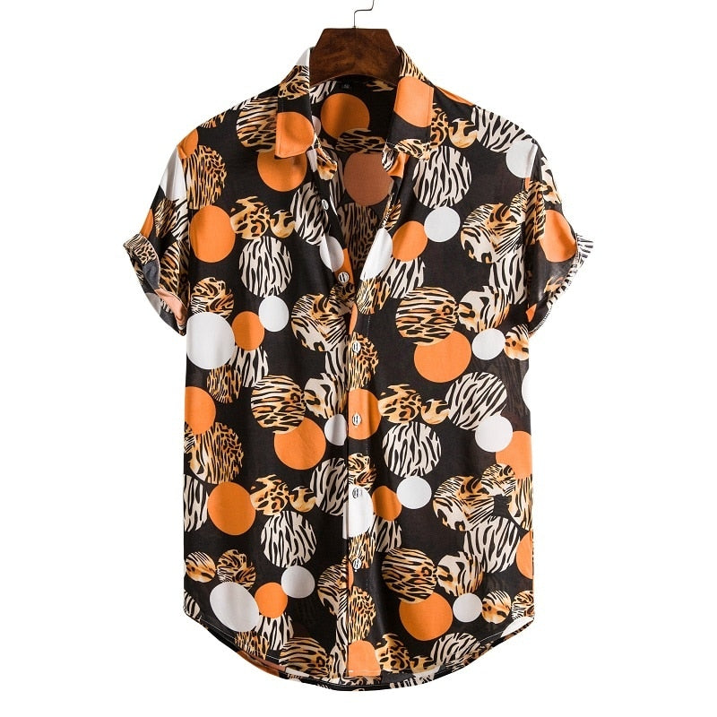 Short Sleeve Male Shirts Hawaiian Fashionable Elegant Classic