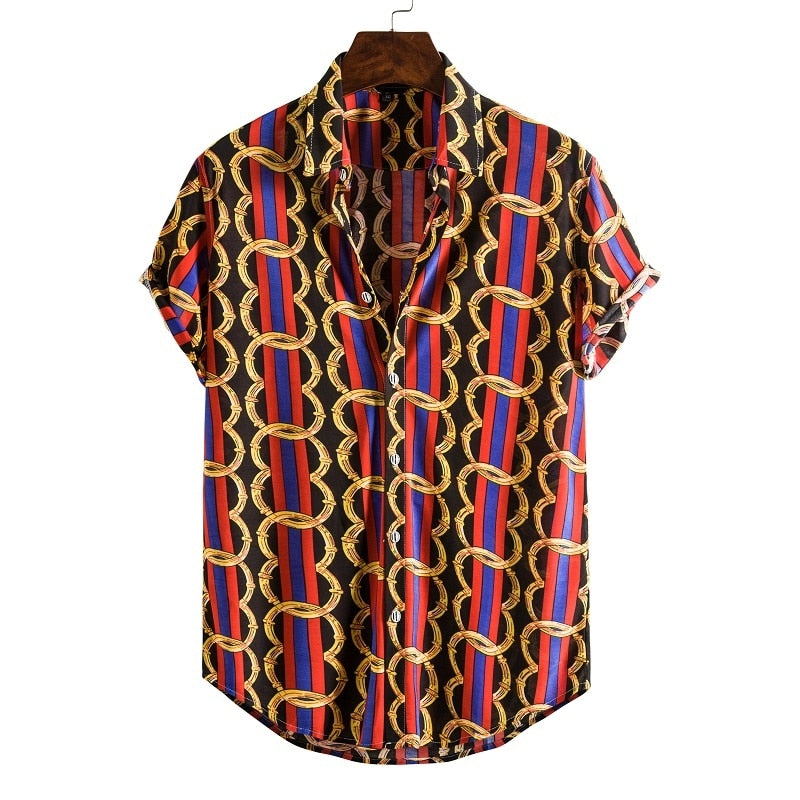 Short Sleeve Male Shirts Hawaiian Fashionable Elegant Classic