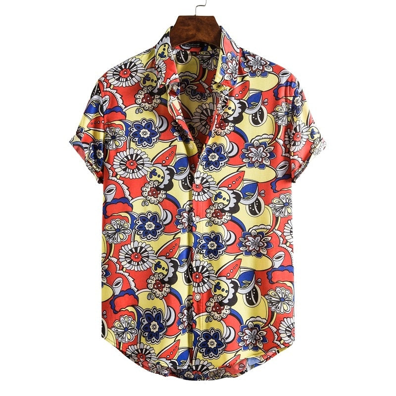 Short Sleeve Male Shirts Hawaiian Fashionable Elegant Classic