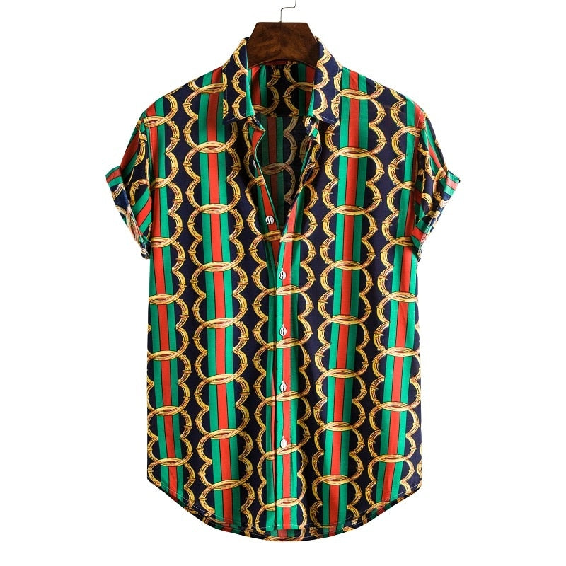 Short Sleeve Male Shirts Hawaiian Fashionable Elegant Classic