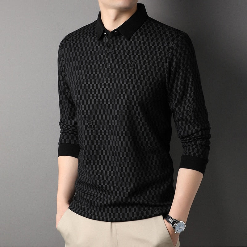 Top Grade Wool Luxury Mens Designer Polo Shirt